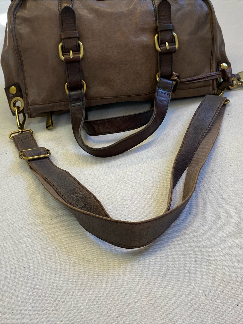 Fossil Maddox Vintage Handbag Satchel Purse Bag Leather - Picture 9 of 14